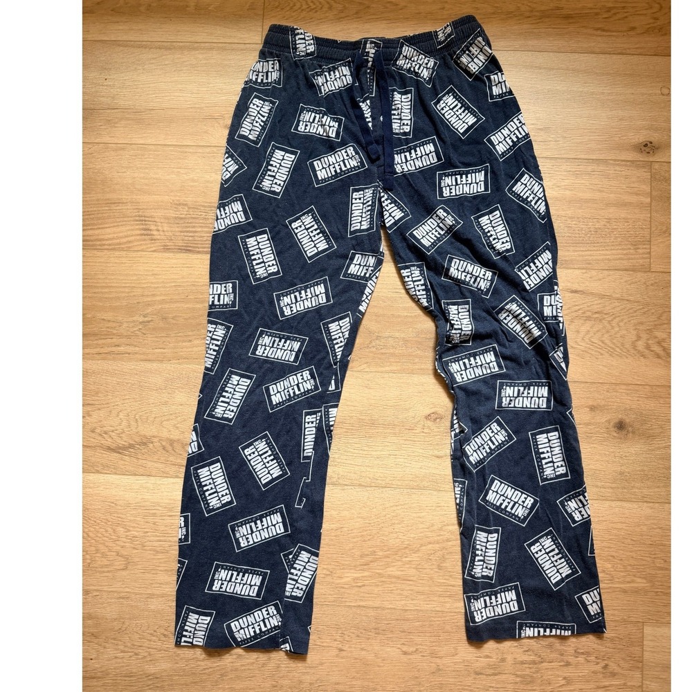 The Office Dunder Mifflin Pajama Pants Navy Blue Logo Lounge Sleepwear Medium